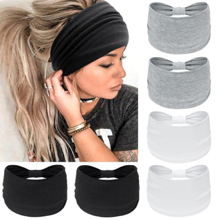 Wide Headbands for Women Knotted No Slip Head Bands Soft Turban Headband Hair Accessories Boho African Solid Color Head Wraps for Women Yoga Workout Pack of 6(Boho)