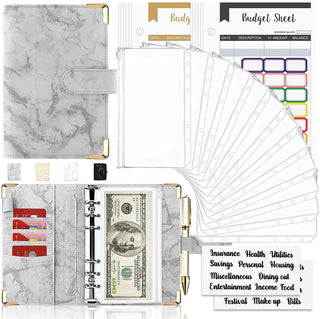 Budget Binder, Budget Binder with Zipper Envelopes, Cash Envelopes for Budgeting, Money Organizer for Cash, 28Pcs Budget Binder with Cash Envelopes