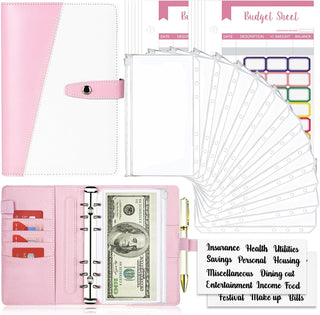 Budget Binder, Budget Binder with Zipper Envelopes, Cash Envelopes for Budgeting, Money Organizer for Cash, 28Pcs Budget Binder with Cash Envelopes