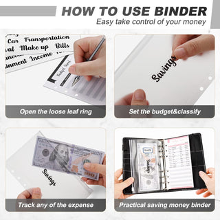 Budget Binder, Budget Binder with Zipper Envelopes, Cash Envelopes for Budgeting, Money Organizer for Cash, 28Pcs Budget Binder with Cash Envelopes