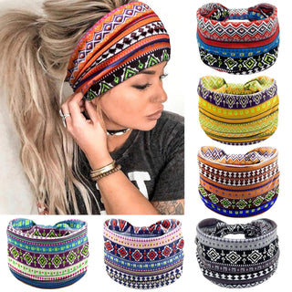 Wide Headbands for Women Knotted No Slip Head Bands Soft Turban Headband Hair Accessories Boho African Solid Color Head Wraps for Women Yoga Workout Pack of 6(Boho)